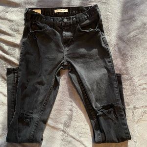 Black Washed Jeans With Knee Holes